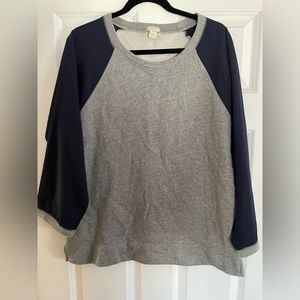 J Crew Factory Baseball Mixed Material Sweatshirt